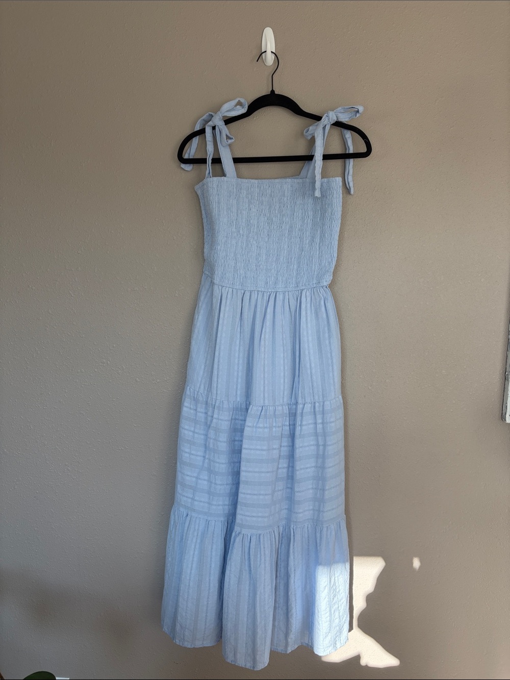 Light Blue Tie-Shoulder Maxi Dress
